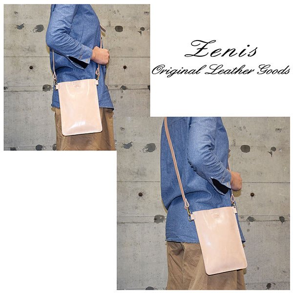 画像7: サコッシュバック 本革 ショルダーバック レザー メンズ レディース ポシェット 革 ストラップショルダー Zenis ゼニス NSS-0167 (7)