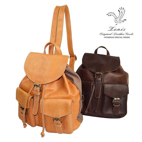 画像2: リュックサック バックパック 本革 レザー メンズ レディース 帆布 通勤 通学に便利で機能的 Zenis ゼニス P-0132【送料無料】 (2)