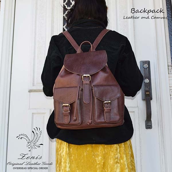 画像13: リュックサック バックパック 本革 レザー メンズ レディース 帆布 通勤 通学に便利で機能的 Zenis ゼニス P-0132【送料無料】 (13)