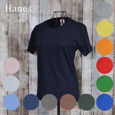 画像3: ヘインズ Tシャツ Hanes ユーロフィット euro-fit レディース クルーネック 半袖 Tシャツ 綿 コットン100% 無地 シンプル 【全14色】【S・M・L】【送料無料】