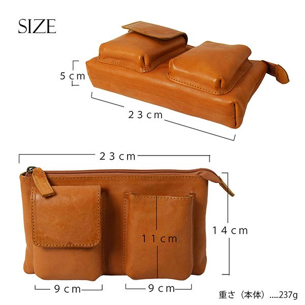 画像6: ボディーバック ウエストバック クロスボディーバック レディース メンズ 本革 レザー スタイリッシュで機能的 Zenis ゼニス P-0102 【送料無料】 (6)